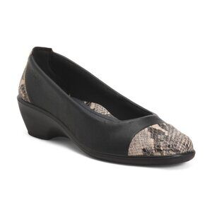 NEW CAMPORT Made In Portugal Leather Comfort Stretch Shoes With Reptile Inserts